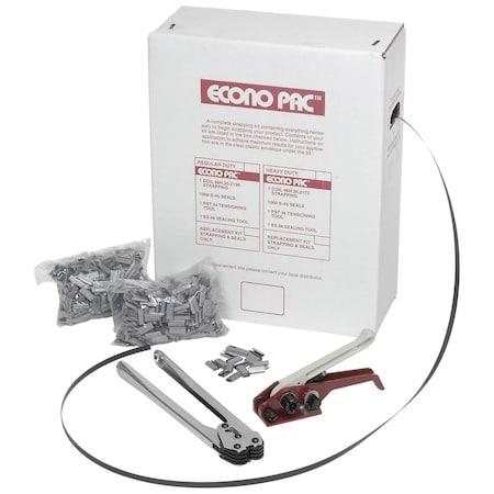 PAC STRAPPING Poly Strap Kit 1/2 x 7,200' Coil With Tensioner, Sealer, Seals in Self Dispensing Box EP48HD